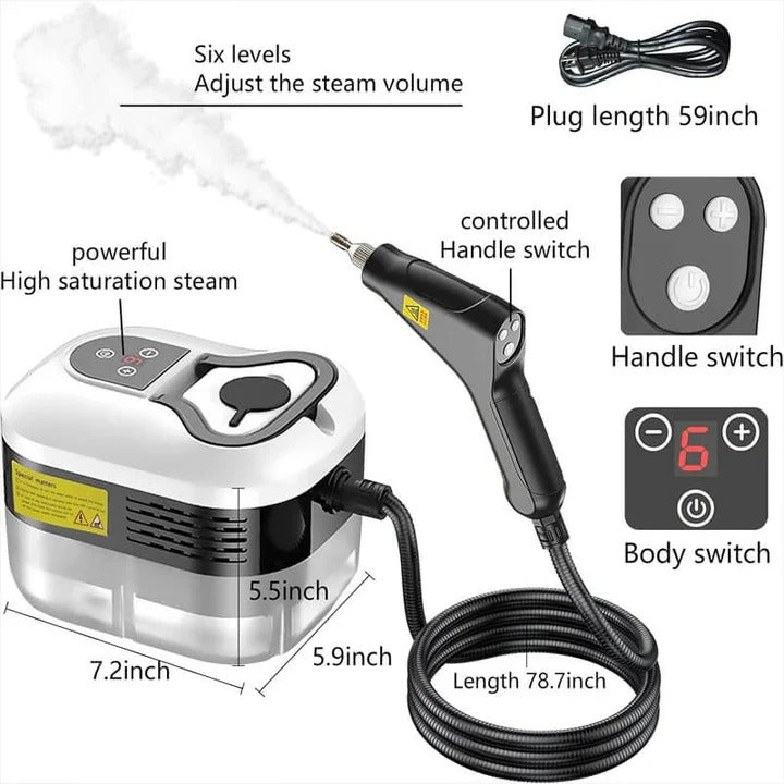 Steam Cleaning Device with Nozzles and Heat Resistant Gloves