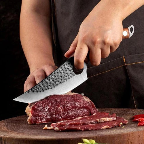 Carbon Steel Utility Kitchen Knife with Wooden Handle