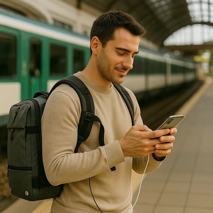 Travel Backpack With Internal Compression and Lockable Zippers