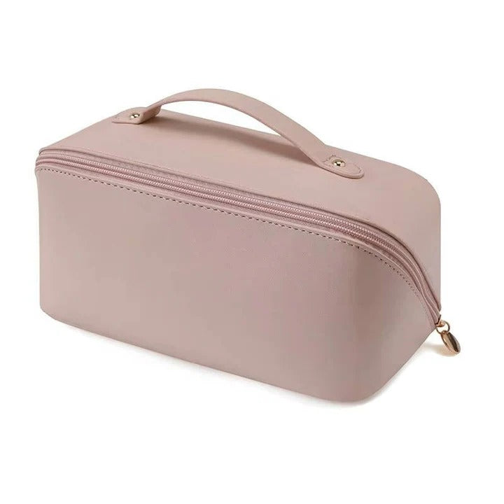 Makeup Organizer Pouch with PU Exterior and Wide Opening Design