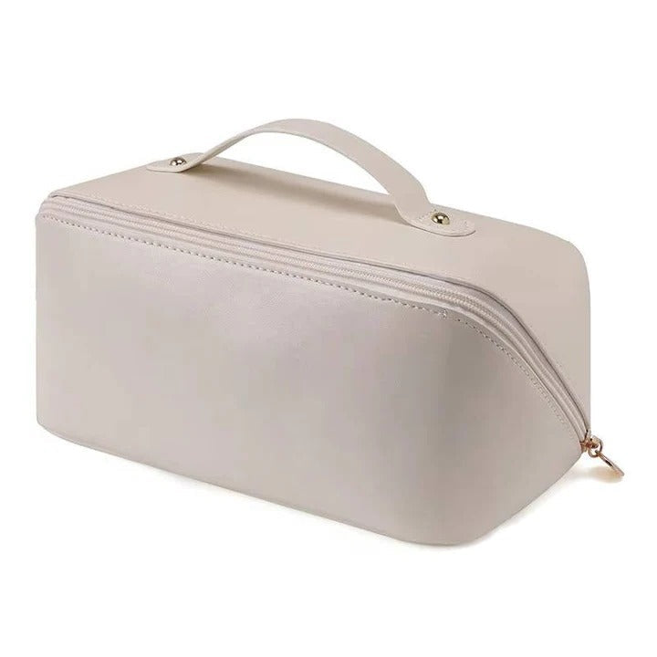 Makeup Organizer Pouch with PU Exterior and Wide Opening Design