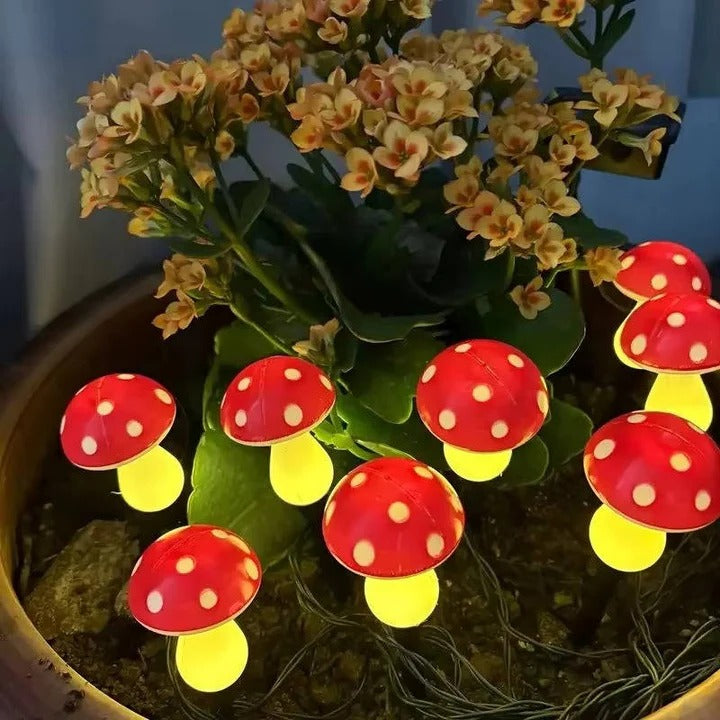Solar Powered LED Mushroom Garden Lights with Ground Stakes
