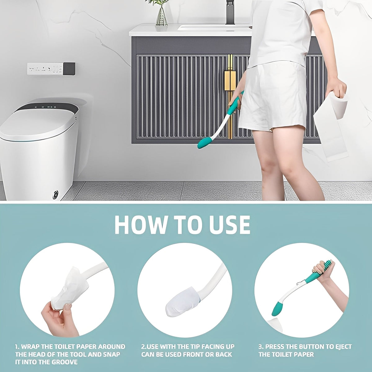 Toilet Wiping Assistance Tool with Extended Reach, Set of 2