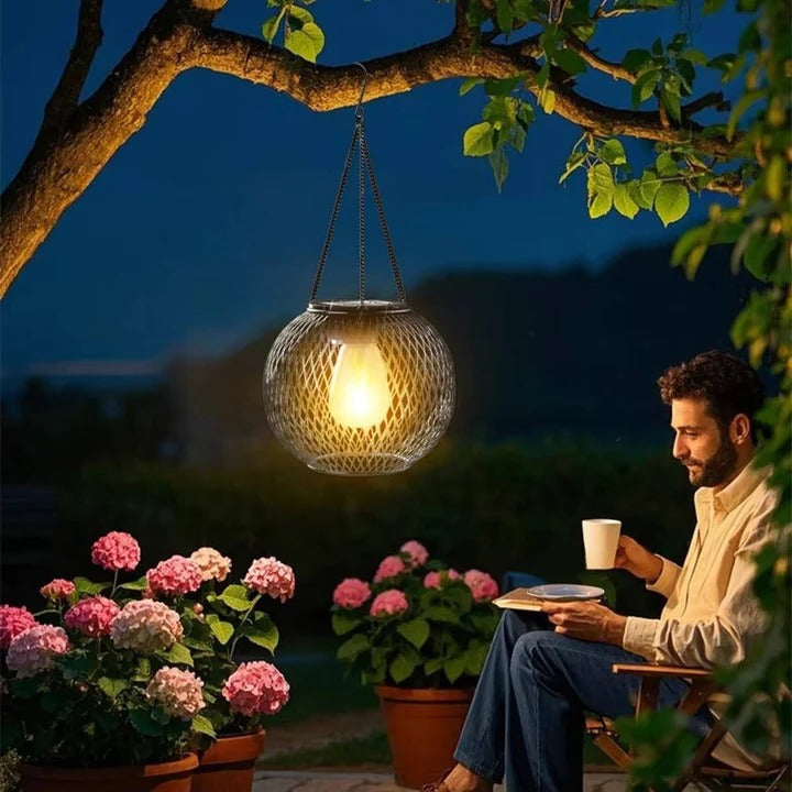 Hanging Solar Powered Decorative Lantern With Warm LED Light