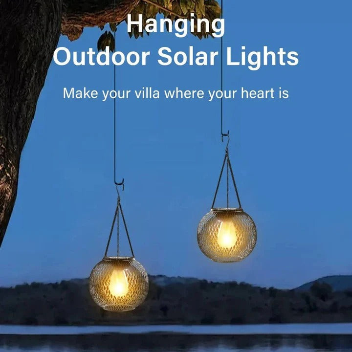 Hanging Solar Powered Decorative Lantern With Warm LED Light