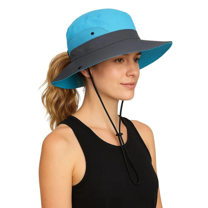 Foldable Outdoor Sun Hat with Wide Brim and Adjustable Strap