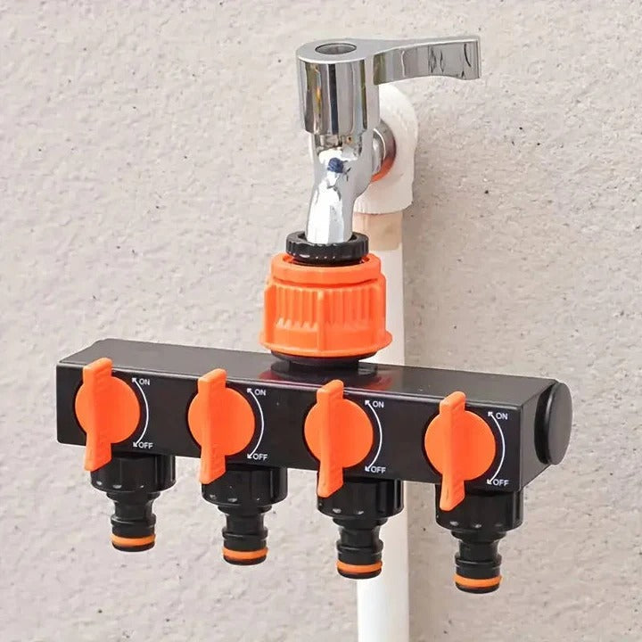 Water Hose Splitter for Garden with Four Ports