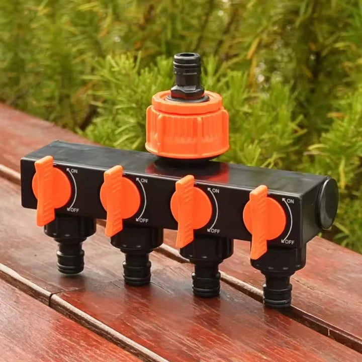 Water Hose Splitter for Garden with Four Ports