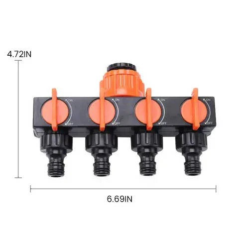 Water Hose Splitter for Garden with Four Ports