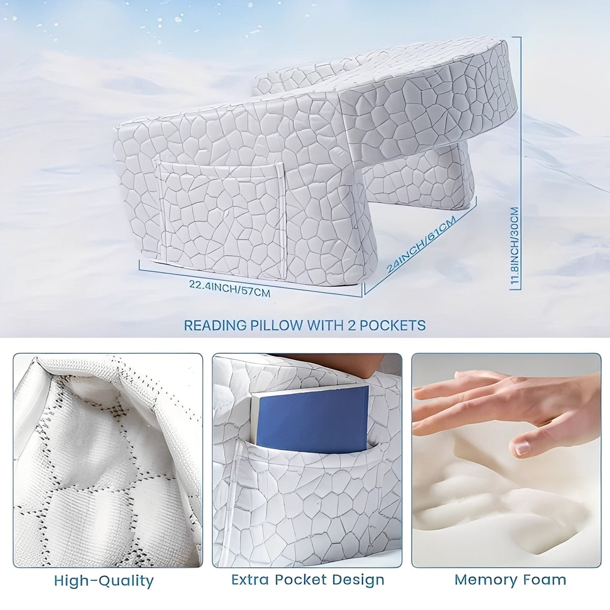 Reading Pillow with Memory Foam and Washable Cover