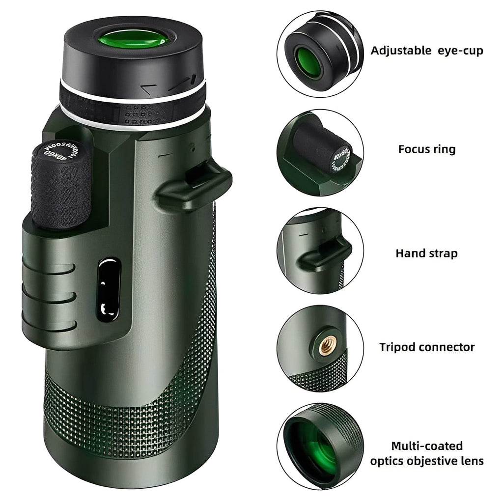 Portable Monocular Telescope with Zoom Adjustment for Viewing