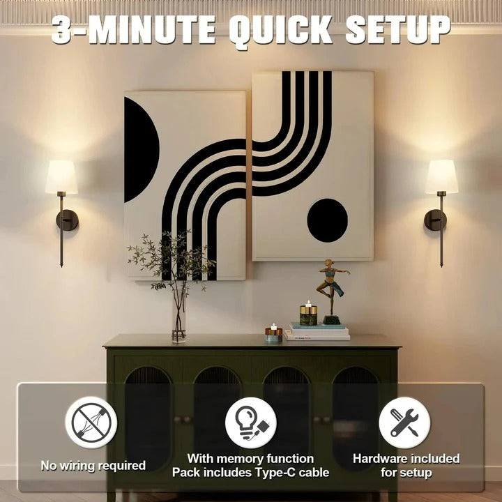 Wall Mounted Lights with Cordless Design, Set of 2