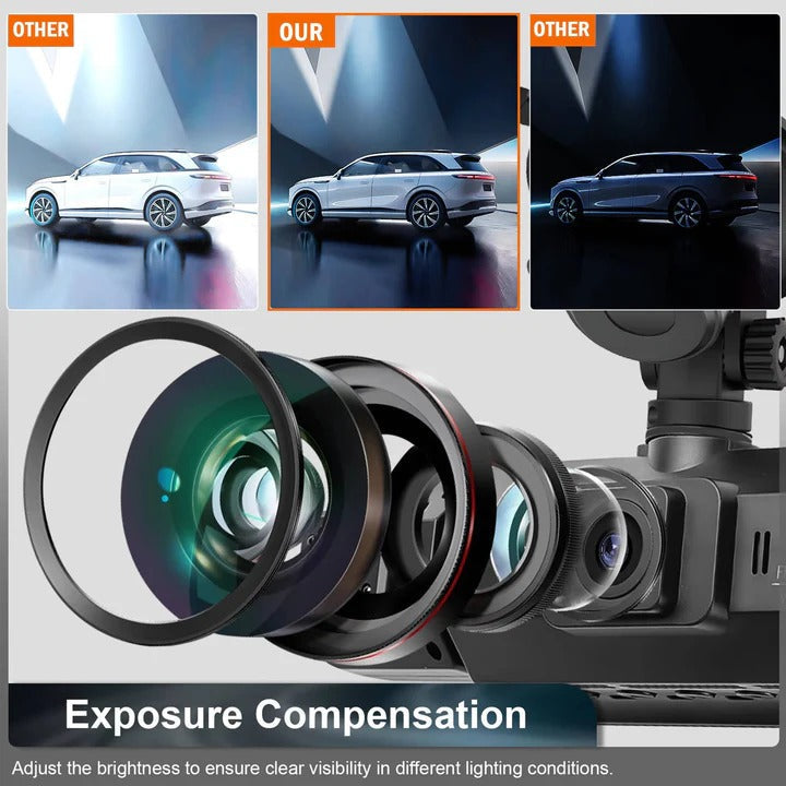 Front and Rear Dash Cam with Four Cameras and WiFi Connectivity