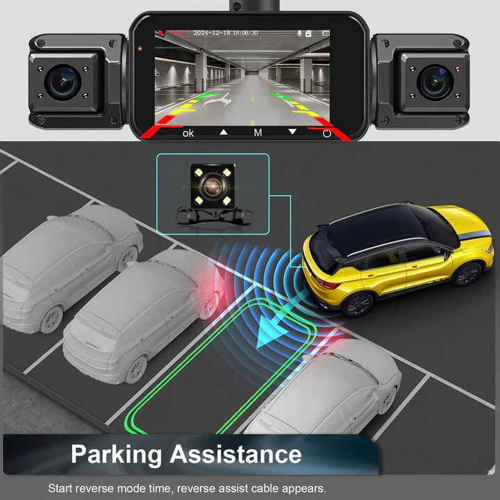 Front and Rear Dash Cam with Four Cameras and WiFi Connectivity