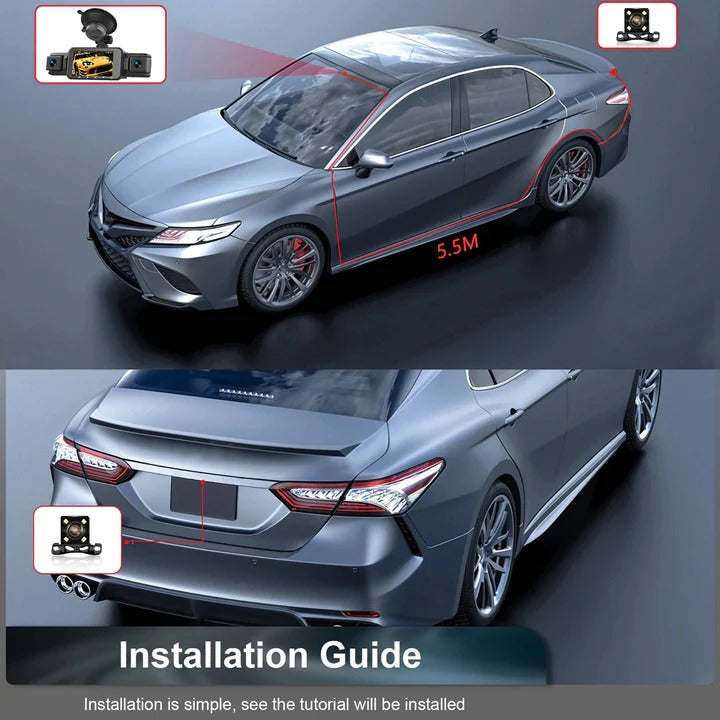 Front and Rear Dash Cam with Four Cameras and WiFi Connectivity