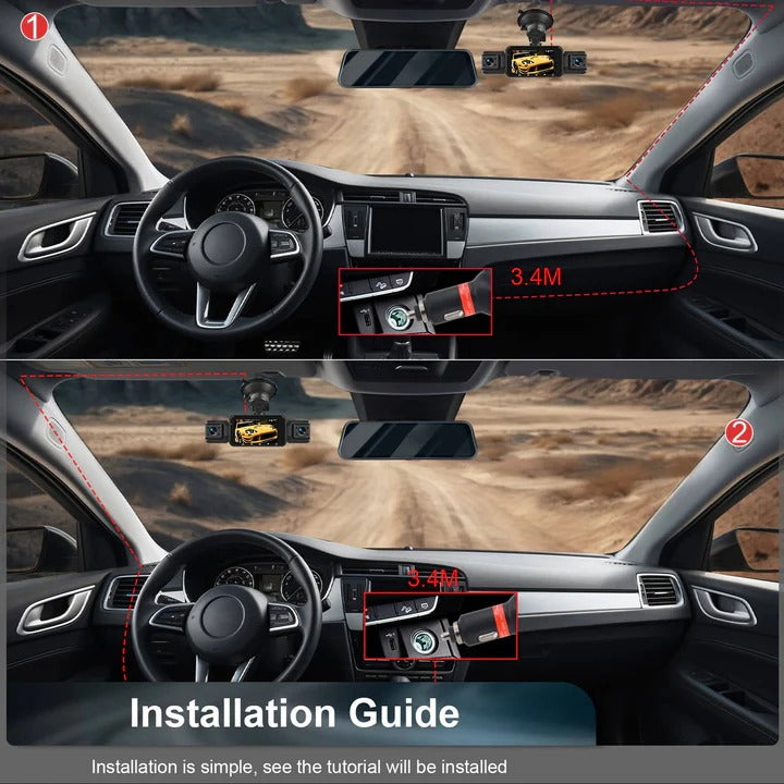 Front and Rear Dash Cam with Four Cameras and WiFi Connectivity