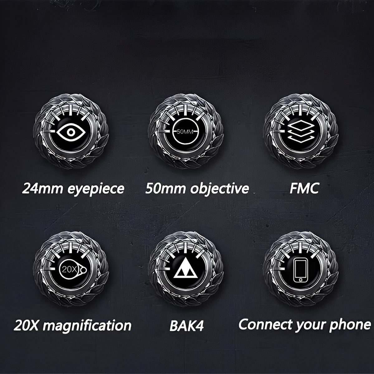 Binoculars with Adjustable Focus and Smartphone Adapter