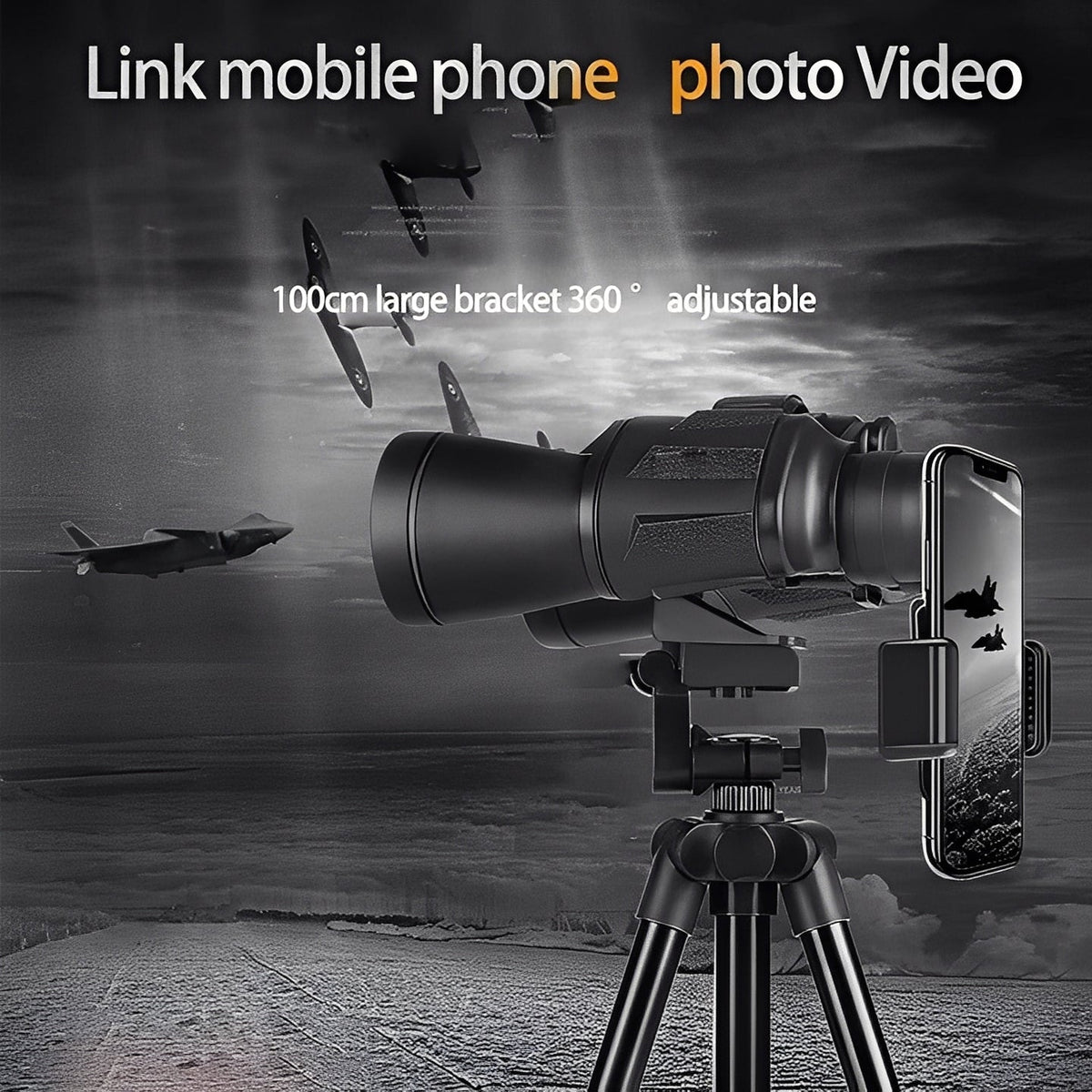 Binoculars with Adjustable Focus and Smartphone Adapter