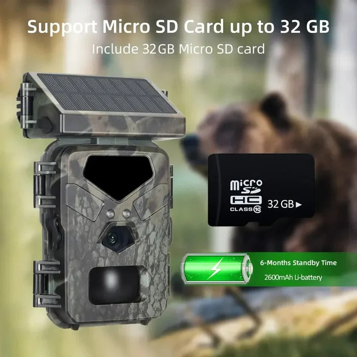 Trail Camera with Solar Charging, 20MP Photos and IR Night Mode