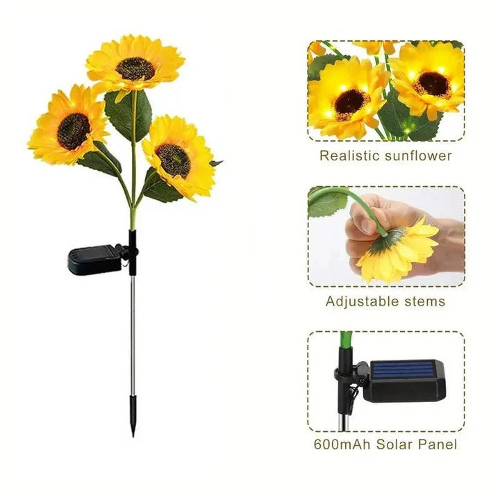 Sunflower Style Solar LED Light with Fabric Petals and Iron Frame