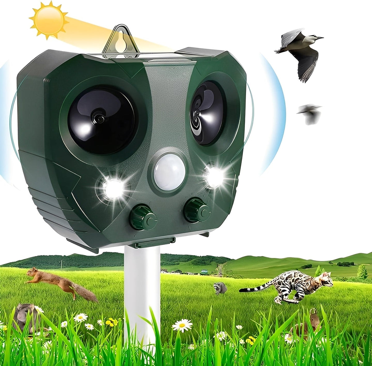 Ultrasonic Bird and Pest Deterrent Device with Motion Sensor