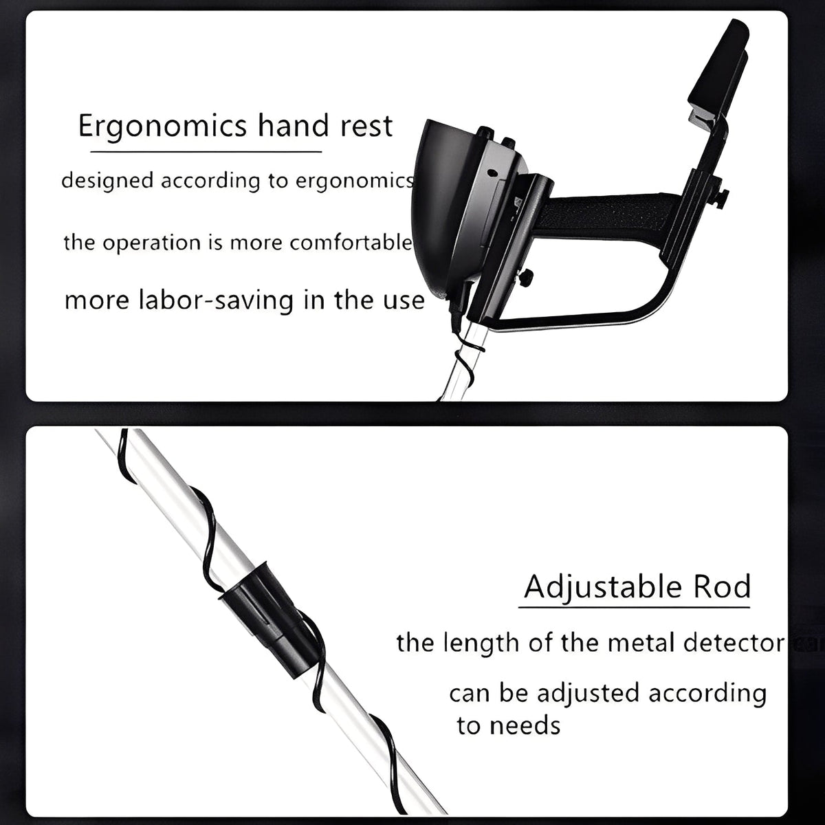Metal Detector with LCD Pointer Meter and Adjustable Stem