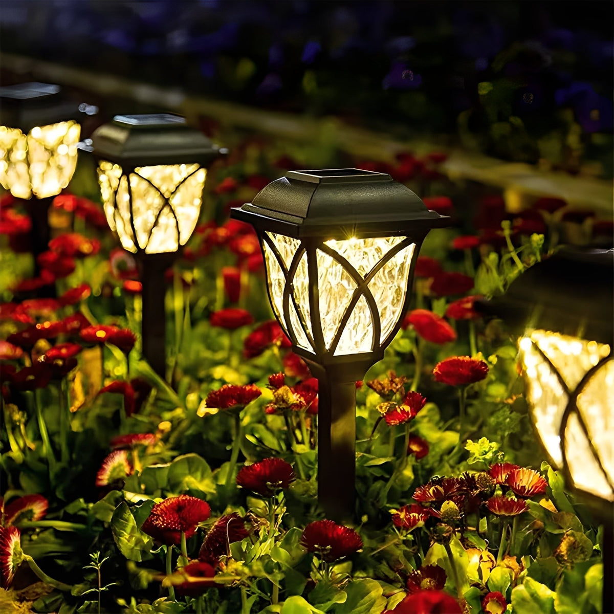Solar Powered Pathway Lights with LED Light Source, Set of 2