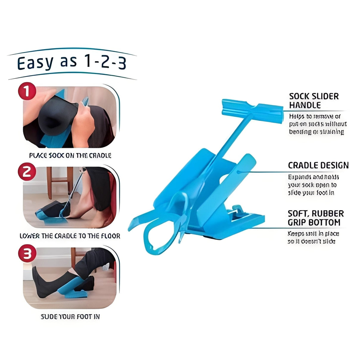 Compression Stocking Sock Aid with Long Handle for Dressing Assistance