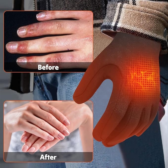 Rechargeable Heated Glove Liners with 7.4V Batteries and Dual Charger