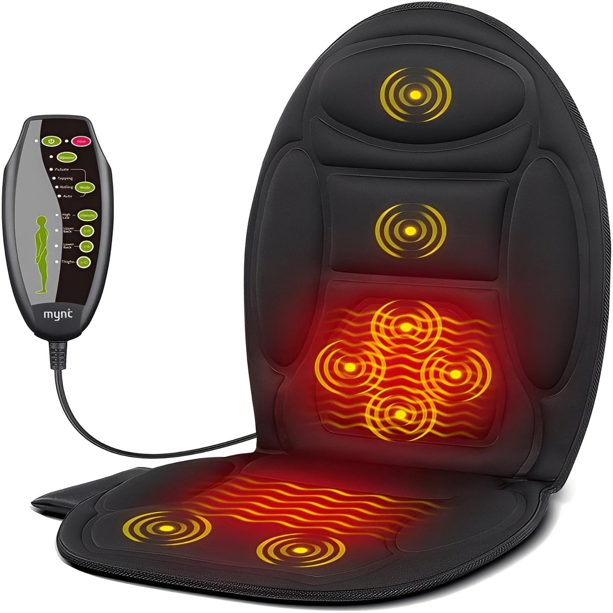 Foldable Heated Massage Seat Cushion with Independent Heat Control