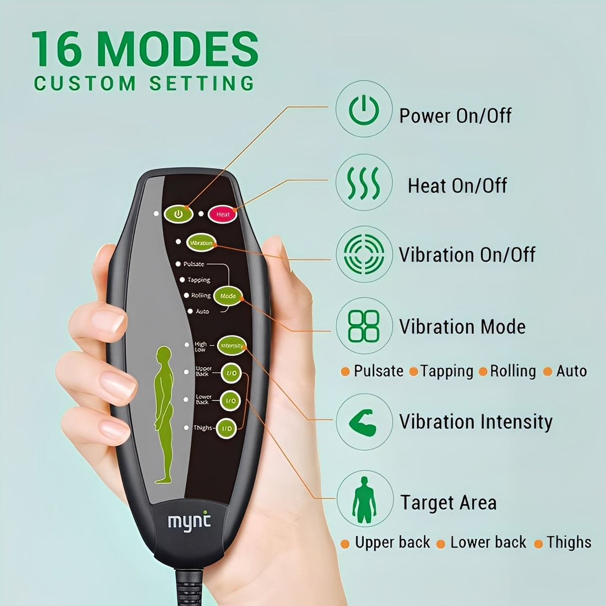 Foldable Heated Massage Seat Cushion with Independent Heat Control