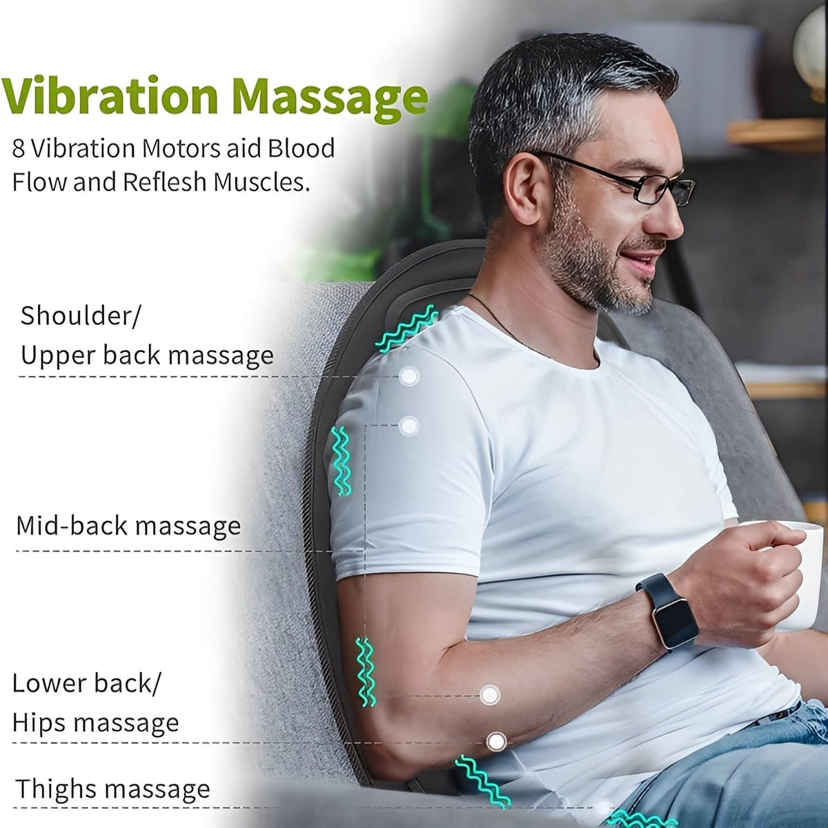 Foldable Heated Massage Seat Cushion with Independent Heat Control