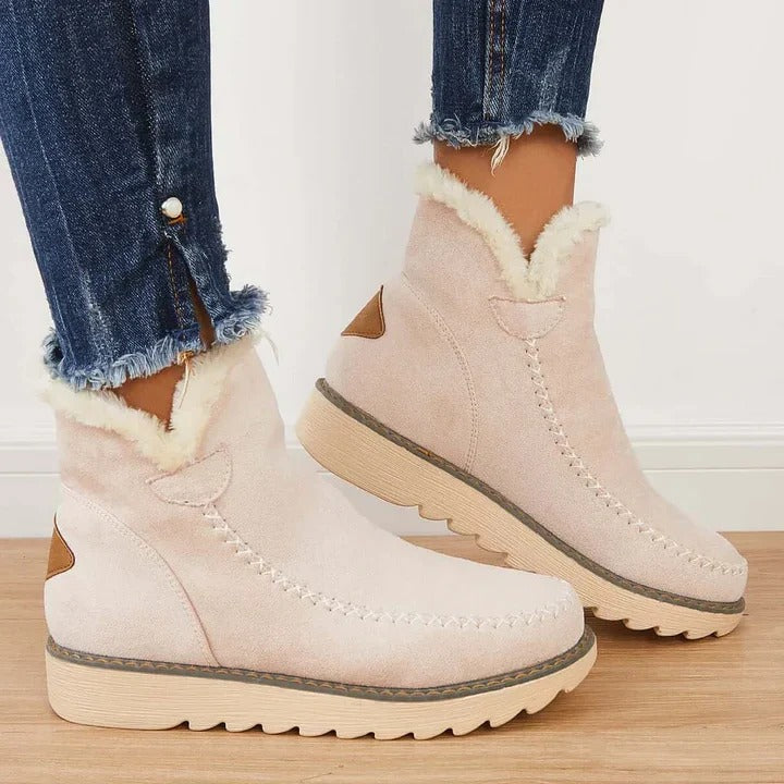 Fur Lined Ankle Boots with Slip On Design