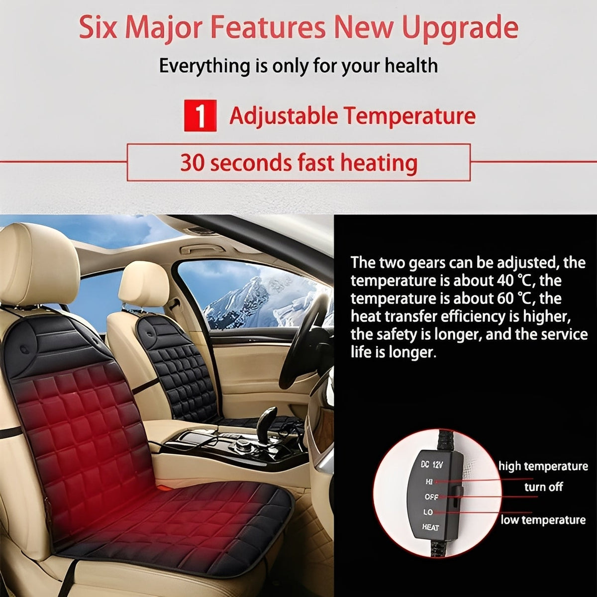 Heated Car Seat Cushion with Temperature Control