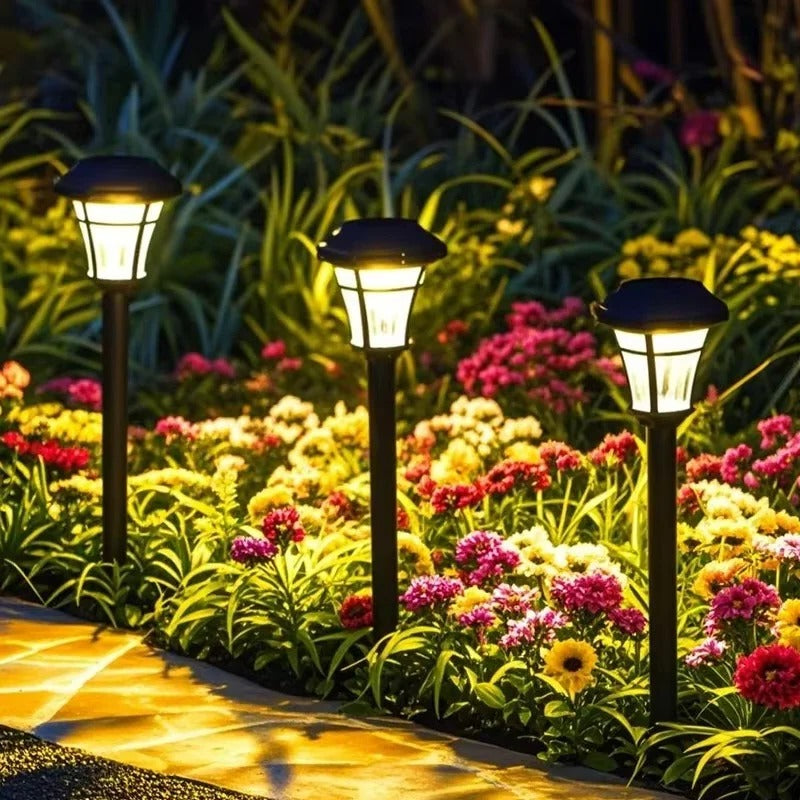 Outdoor Solar LED Lights for Garden and Pathway Use, Set of 4