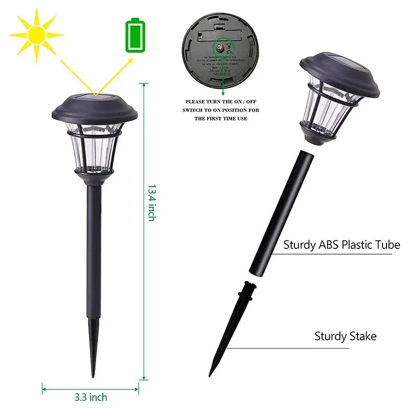 Outdoor Solar LED Lights for Garden and Pathway Use, Set of 4
