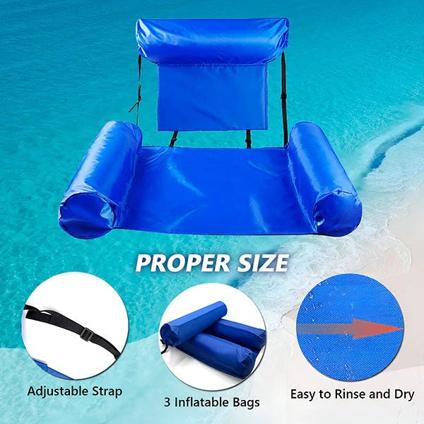 Floating Water Chair with Backrest for Pool and Beach Use