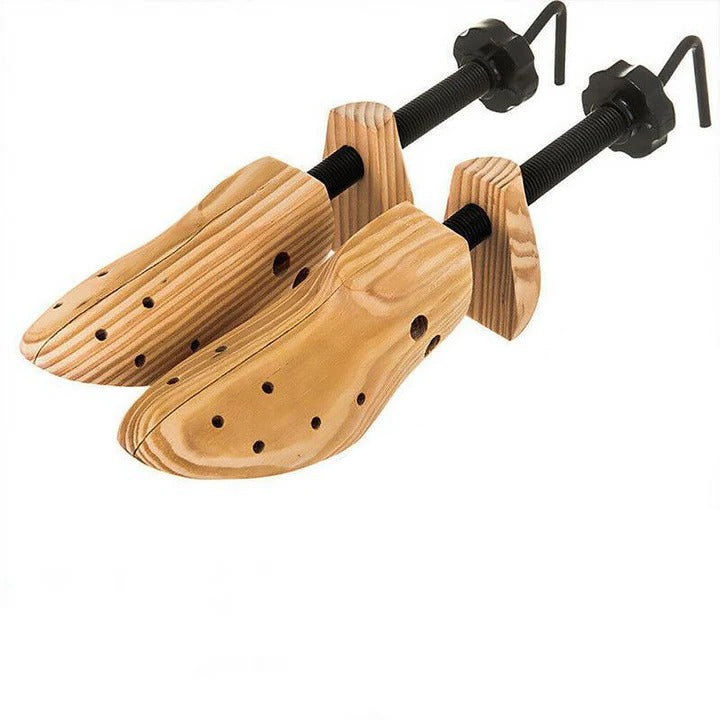 Wood Shoe Trees with Adjustable Fit for Shoe Shape Support