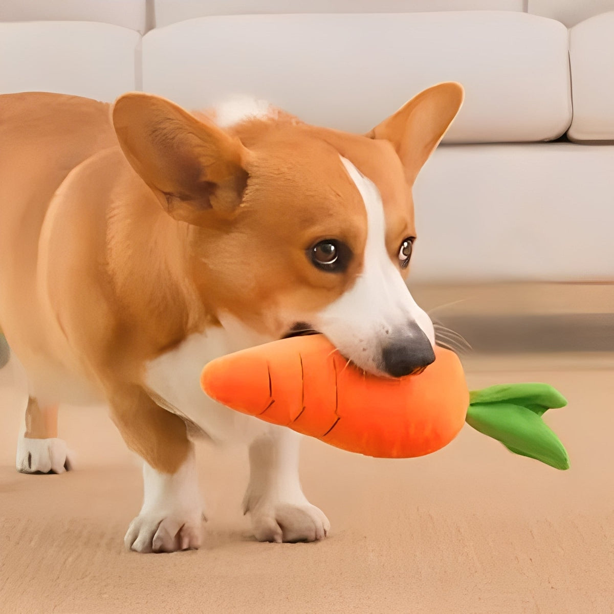 Plush Dog Toy with Sound in Carrot Shape