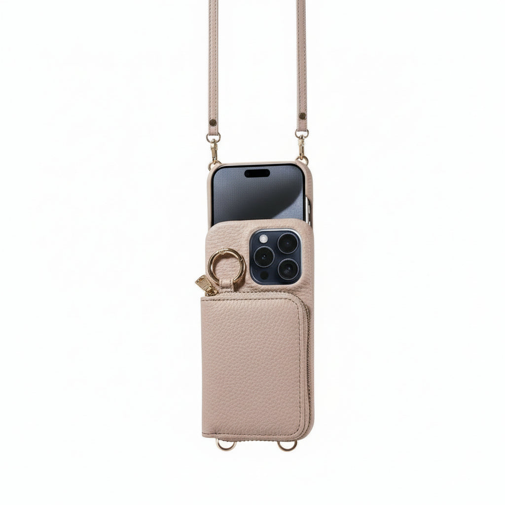 Leather Wallet Case for iPhone with Card Slots and Zipper Closure
