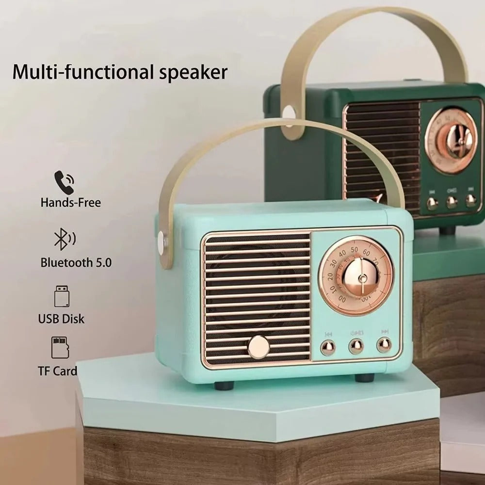 Retro Bluetooth Speaker with Subwoofer and 5.3 Wireless Connectivity for Home Decor