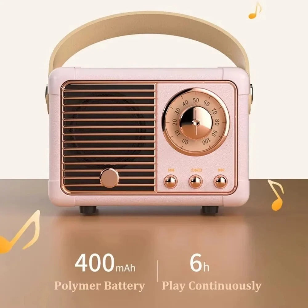 Retro Bluetooth Speaker with Subwoofer and 5.3 Wireless Connectivity for Home Decor