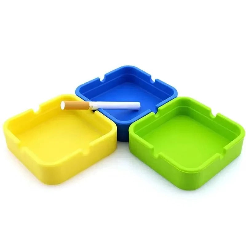 Square Silicone Ashtray with Portable Case