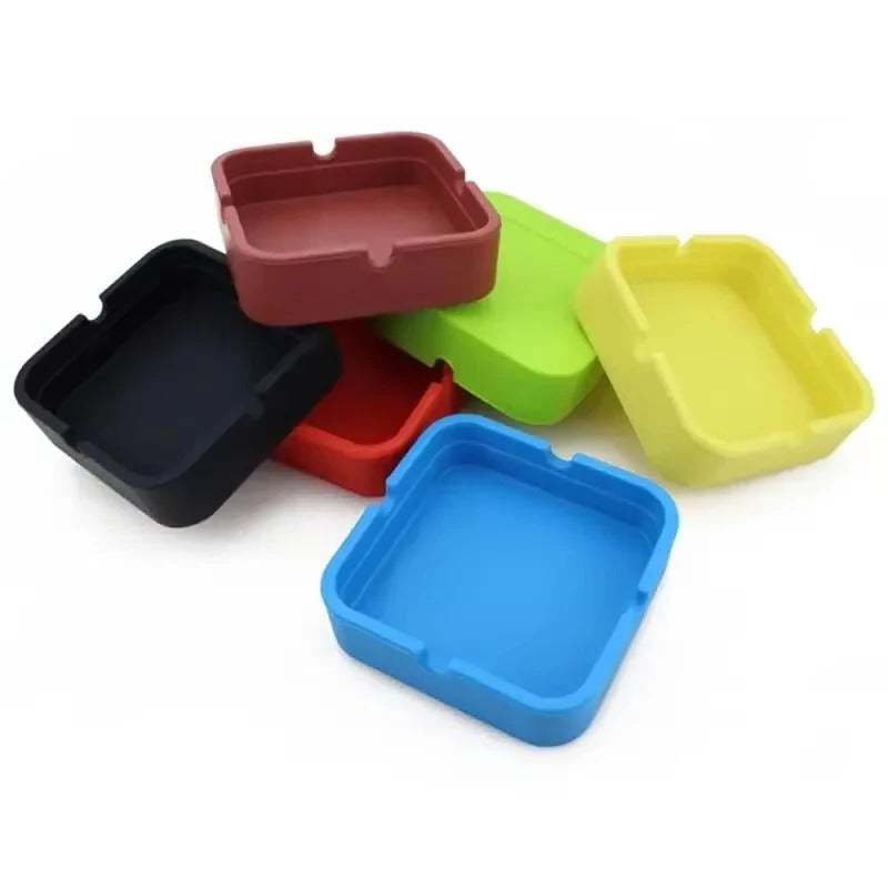 Square Silicone Ashtray with Portable Case