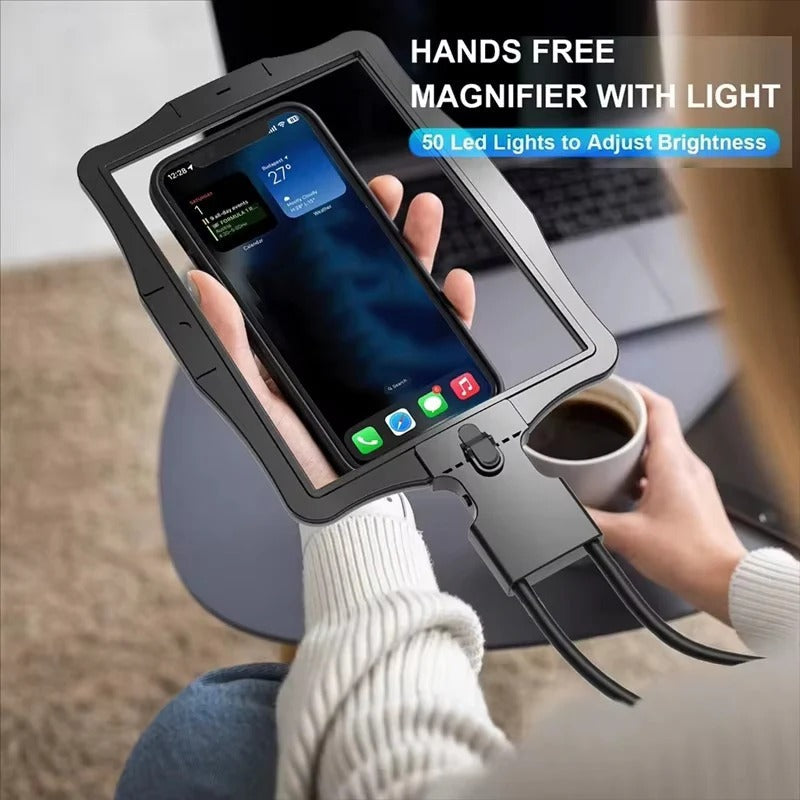 Adjustable Hands Free Magnifying Glass with LED Lighting and 5X Zoom