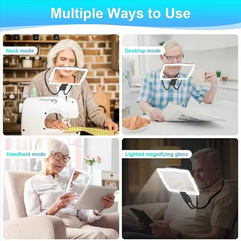 Adjustable Hands Free Magnifying Glass with LED Lighting and 5X Zoom