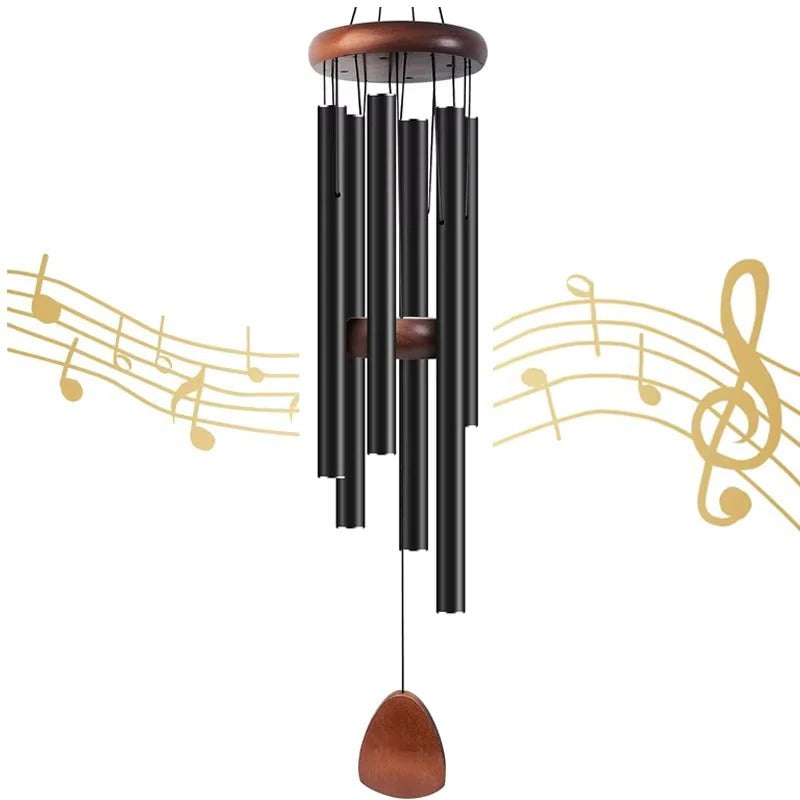 Outdoor Wind Chimes with Aluminum Tubes and Wooden Accents