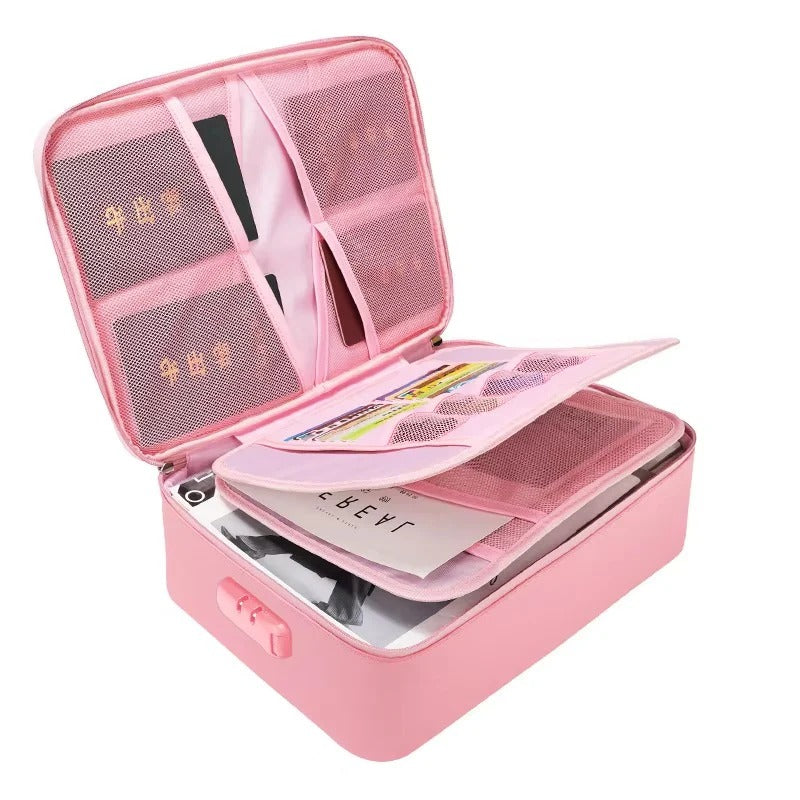 Portable Document Organizer with Reinforced Handles and Zippers