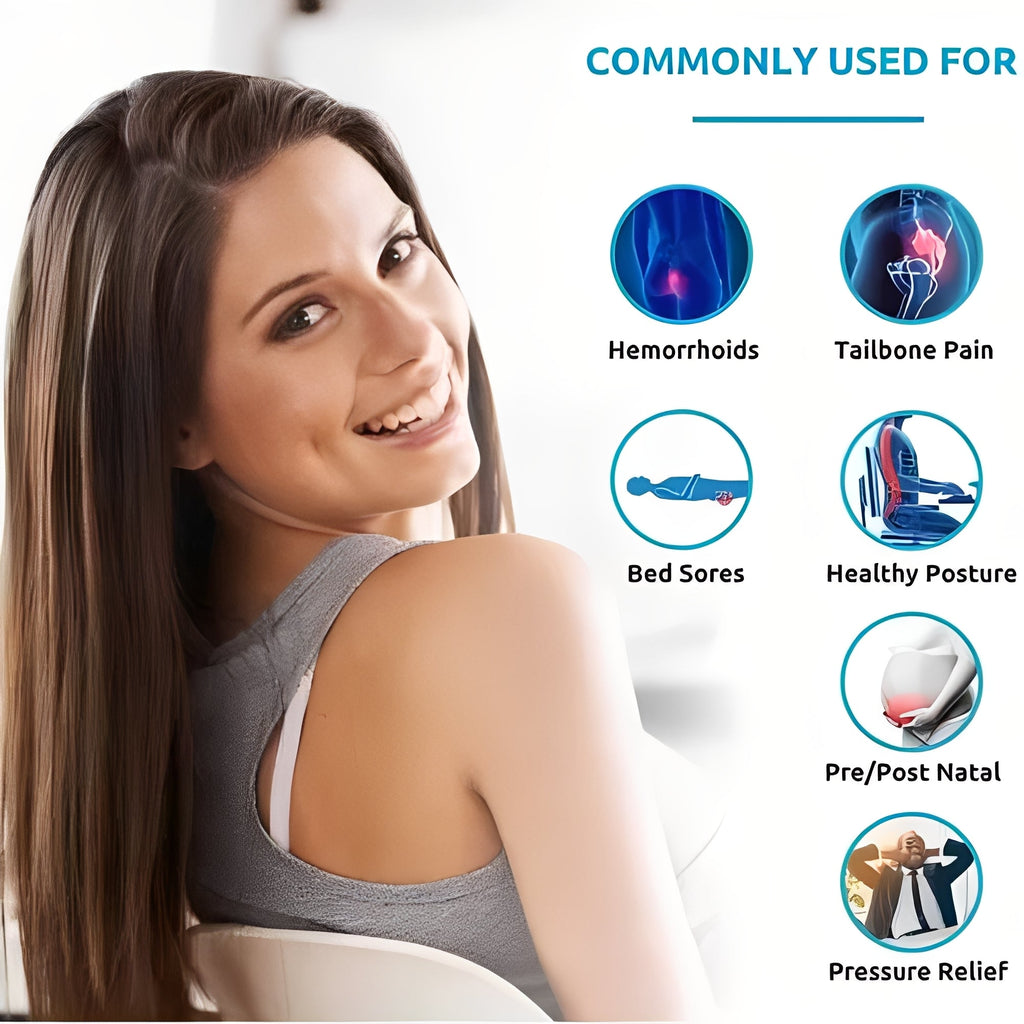 Portable Seat Cushion with Central Opening and Washable Cover