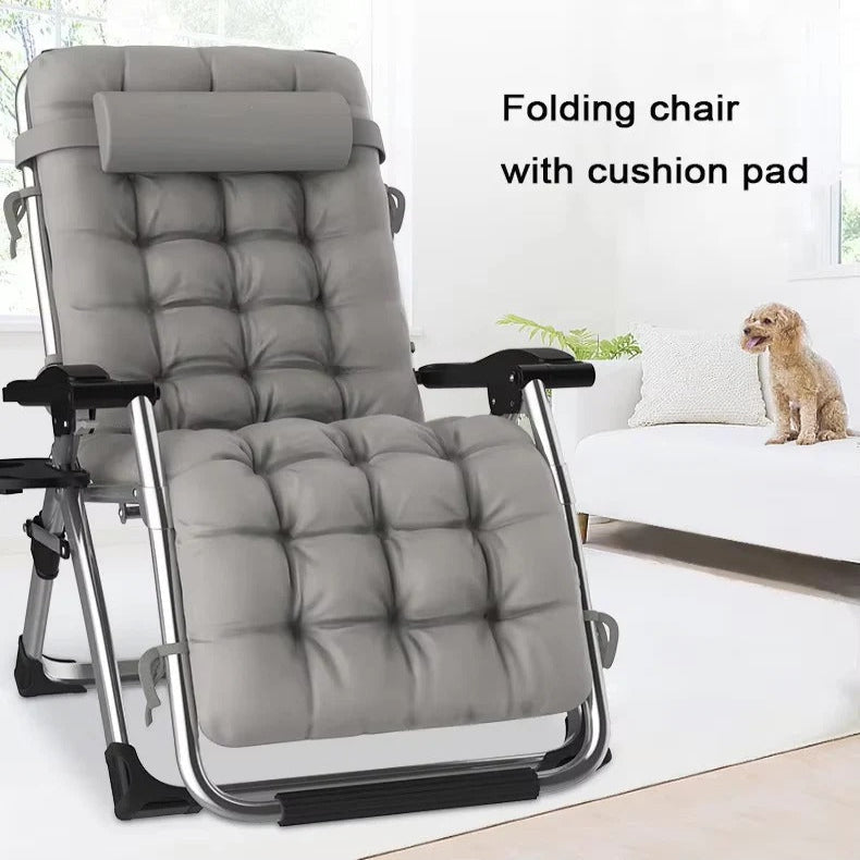 Portable Outdoor Folding Lounge Chair and Reclining Patio Seat and Cup Holder